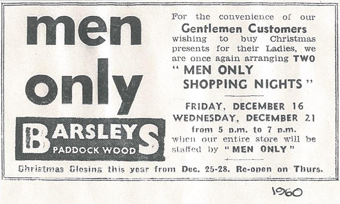 Barsleys men only Christmas shopping nights advertisement